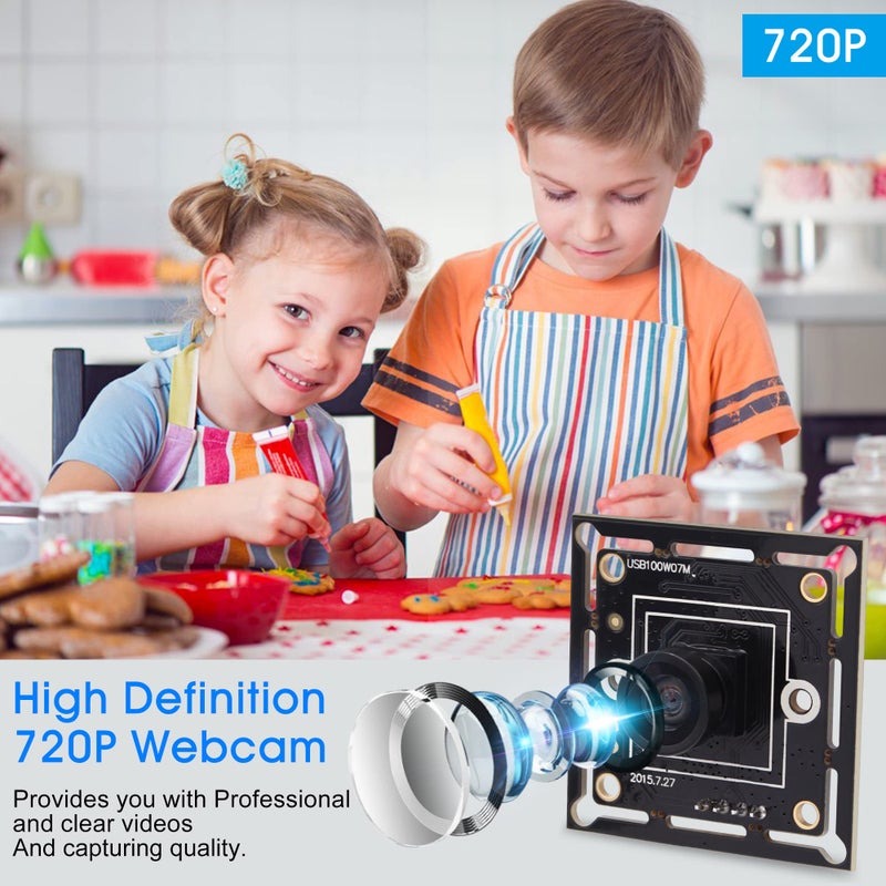 ELP Megapixel Super Mini 720p USB Camera Module Wide Angle with 120degree M7 Lens HD Digital Embedded Webcam Board for Computer USB2.0 UVC Video PC Opencv Camera Module,with 3.3ft/1m Cable for Laptop - Image 2